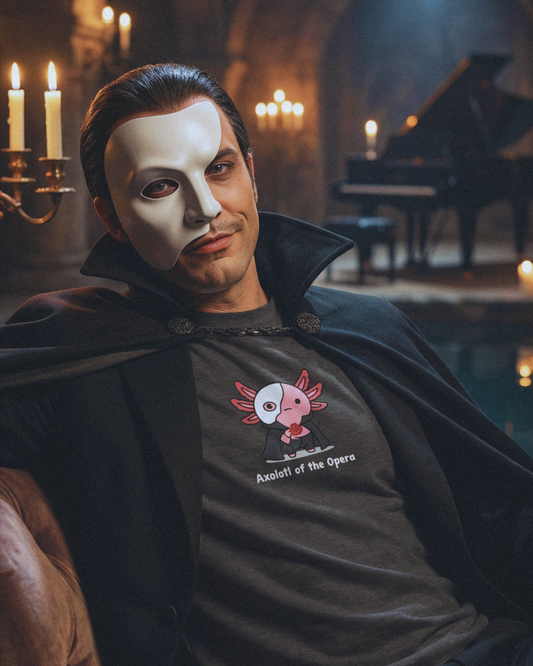 Axolotl of the Opera T-Shirt - Funny Phantom of the Opera Parody Tee, Musical Theatre Shirt, Cute Goth Broadway Gift