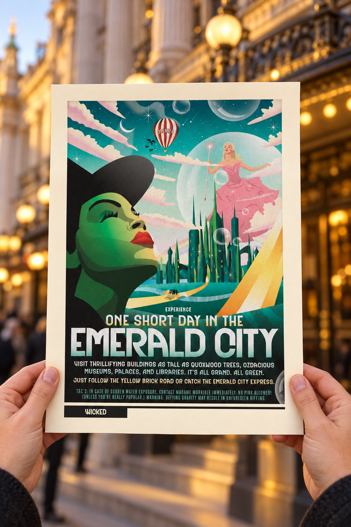 One Short Day poster held up outside a London theatre