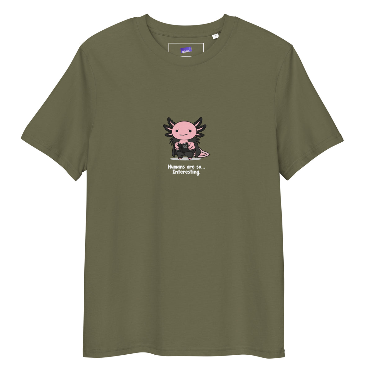 Humans Are So Interesting t-shirt in Khaki, laid flat on a white background